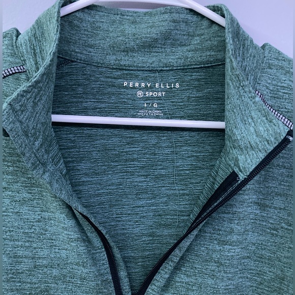 Perry Ellis 1/4 Quarter Zip Green - Picture 4 of 6